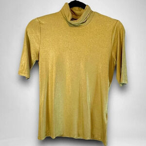 Lauren Ralph Lauren short sleeve turtle neck sparkly gold top Sizes S/P & XL